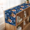 thumbnail image 6 of Christmas Navy Table Runner, Xmas Cute Elk Winter Leaves Cartoon Snowflake Washable Cotton Linen Table Runners 60 Inches Long, Dresser Scarf Runner for Coffee/TV Stands/Kitchen/Cabinets 13''x60'', 6 of 9