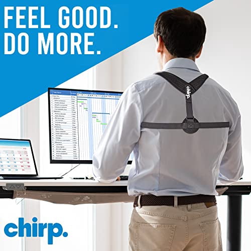 Chirp Upper Back Posture Corrector, Easy-to-Use Posture Corrector for Men and Women, Back and Shoulder Brace with Adjustable Straps, Support Brace for Spinal Alignment, Holds Up to