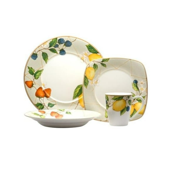 Red Vanilla FP005-016 Fruit Salad 16 Piece Dinnerware Set with Square Salad