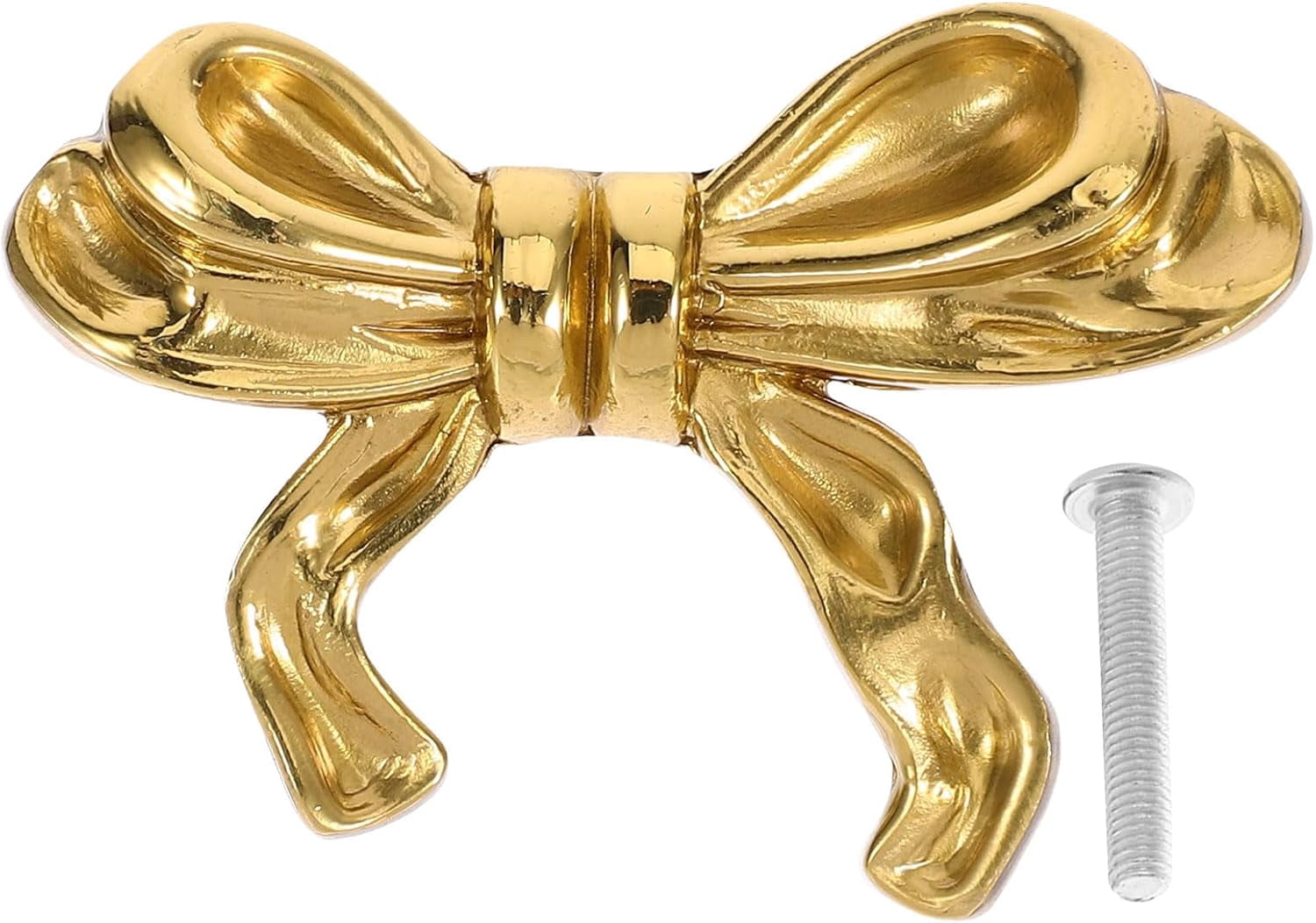 CATPAN 2 Packs  Solid Brass Bow Drawer Pulls - Elegant Vintage Gold Cabinet Knobs for Dresser, Kitchen, Wardrobe - Antique Finish Hardware Pulls