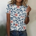 thumbnail image 3 of Womens Plus Size Casual Short Sleeve Print Pleated Round-Neck Loose T-Shirt Blouse Tops, 3 of 7
