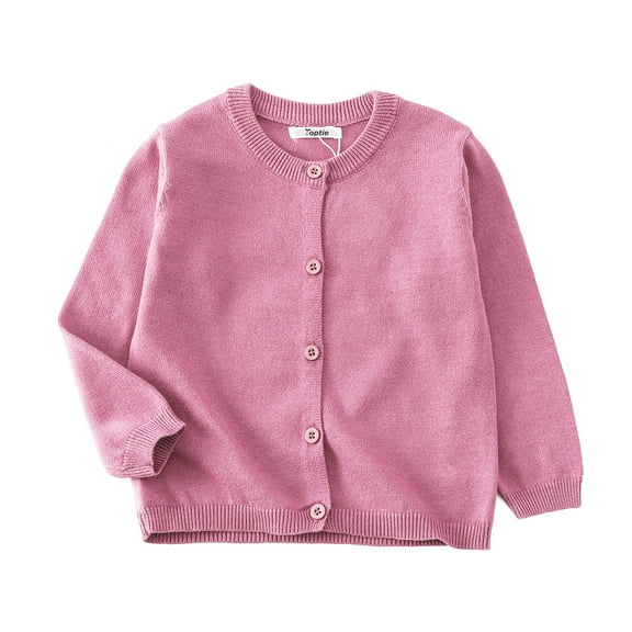 Toptie Baby Girl Toddler Cotton Uniform Cardigan Sweater-Pink-6