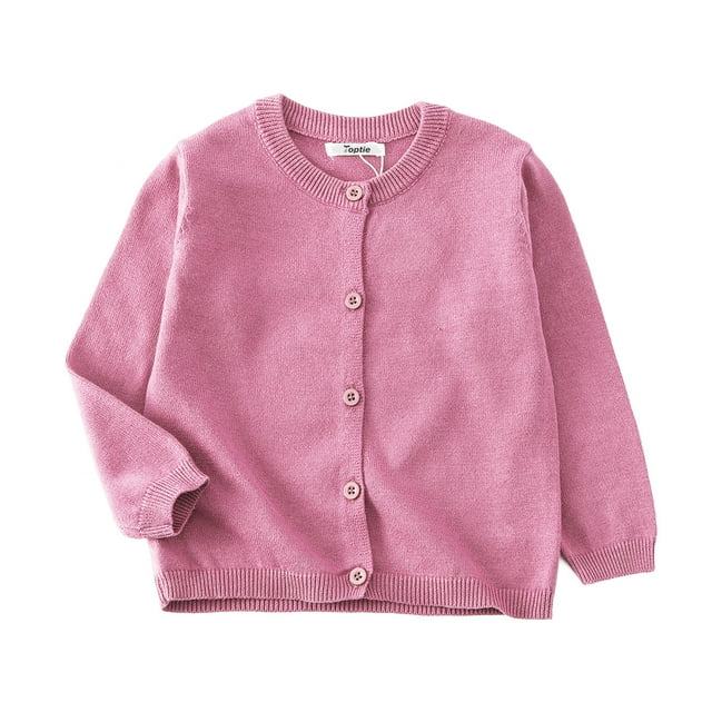 TOPTIE Cardigan d'Uniforme en Coton pour Bébé Fille Tout-Petit - Rose - 4T