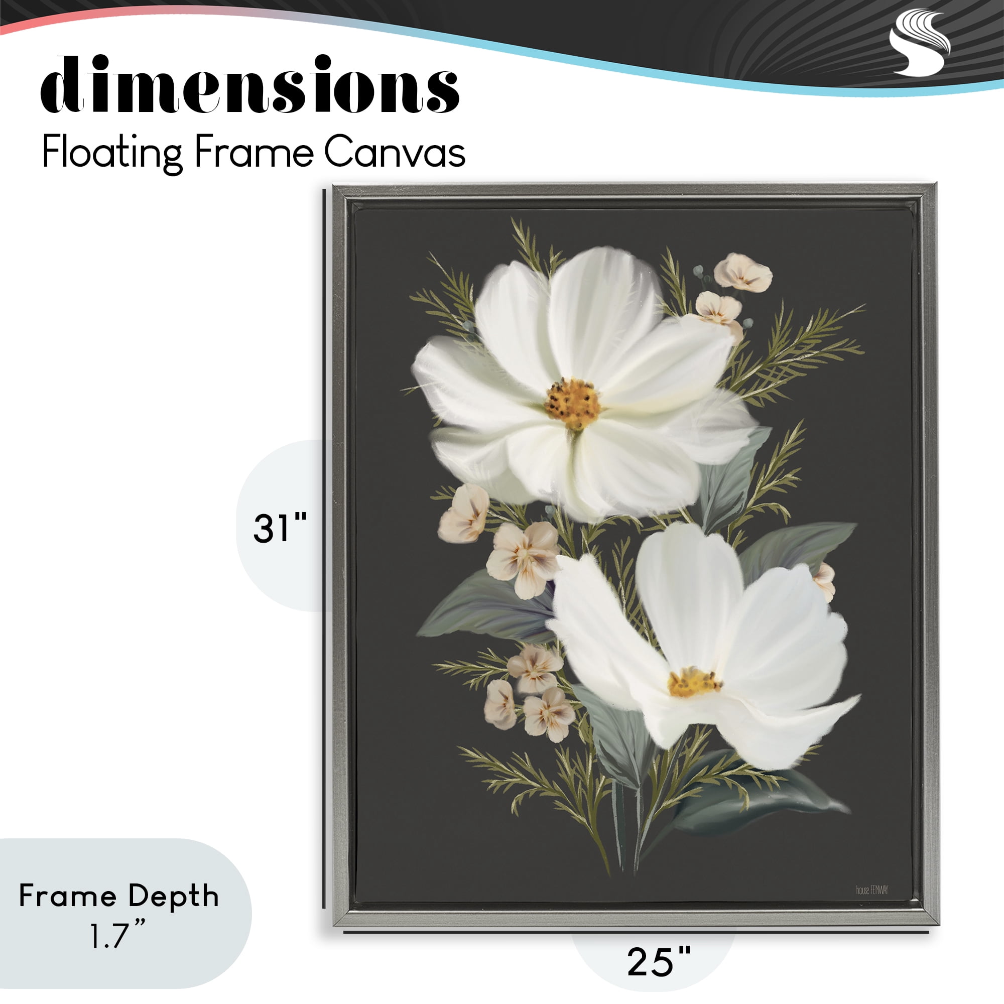Stupell Industries Old Lace Cosmos Gray Framed Floater Canvas Wall Art, design by House Fenway