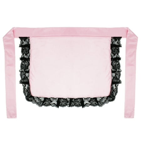 Black Pink Ruffles SeasonsTrading Adult/Teen Pink Nurse Maid Apron with Black Lace Ruffles Costume Accessory ()