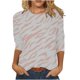 thumbnail image 1 of Camiseta informal con cuello redondo y mangas 3/4 de longitud media estampada a la moda para mujer Pompotops gfhjh16593, 1 of 5