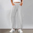thumbnail image 3 of Barrel Sweatpants Women Fall Winter Elastic Waist Casual Loose Fit Wide Leg Sweat Pants Trousers with Pockets, 3 of 8