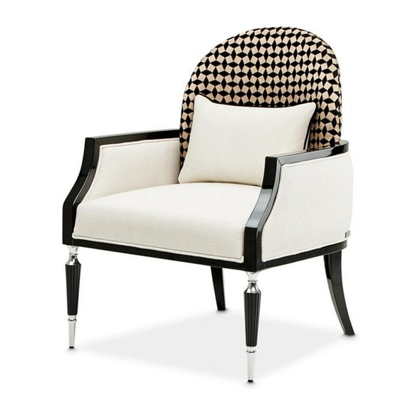 Michael Amini La Francaise Chenille Accent Chair - Cafe au Lait/Black