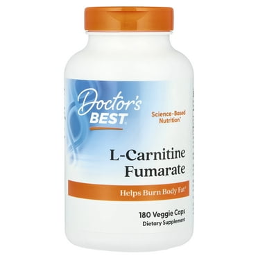 Doctor's Best L-Carnitine Fumarate, Non-GMO, Gluten Free, Soy Free, Vegan, Heart Health, 855 mg, 180 Veggie Caps