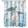 thumbnail image 2 of Coral Starfish Shower Curtain, Summer Ocean Shower Curtain Set with Hooks, Spring Summer Waterproof Fabric Shower Curtains for Bathroom Decor, 36x72 Inch Bath Curtain, 2 of 6