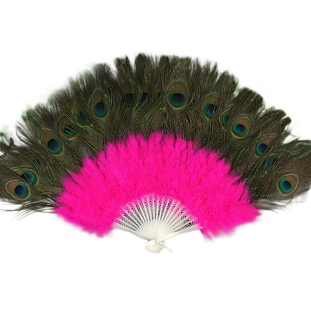 

Miarhb Wedding Showgirl Dance Elegant Large Feather Folding Hand Fan Decor Decal the