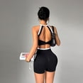 thumbnail image 5 of VYANTA Women's 2-Piece Black Workout Set with Crop Top and Biker Shorts Size M, 5 of 5