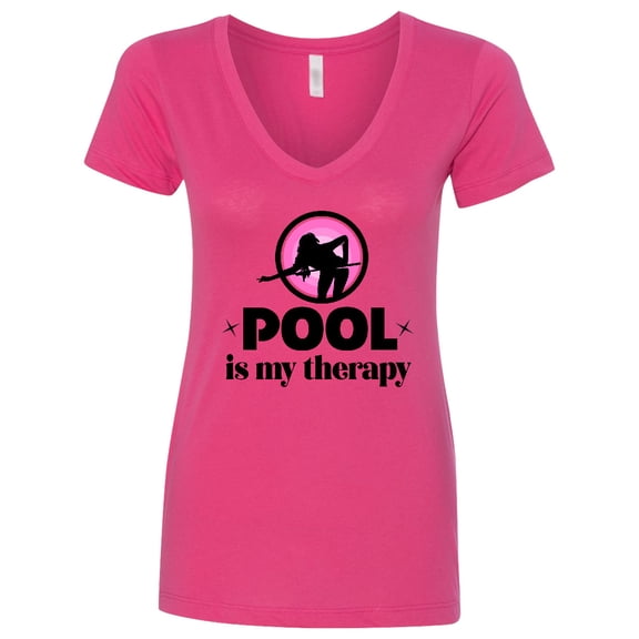 Inktastic Pool is My Therapy Billiards Player Women's V-Neck T-Shirt