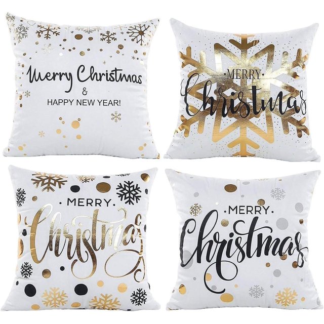 lote De 4 Nol Housses De Coussin(blanc),taie Oreiller Nol,housses De Coussin Canap,dcoratif Taies D'oreiller Beau Nol