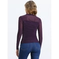 thumbnail image 3 of DARING DIVA Solid Mock Neck Sheer Panel Top XL Purple, 3 of 6