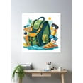 thumbnail image 2 of Backpack Filled With Vacation Items Poster Wall Art, Modern Wall Decor, 16x16 UNFRAMED, 2 of 3