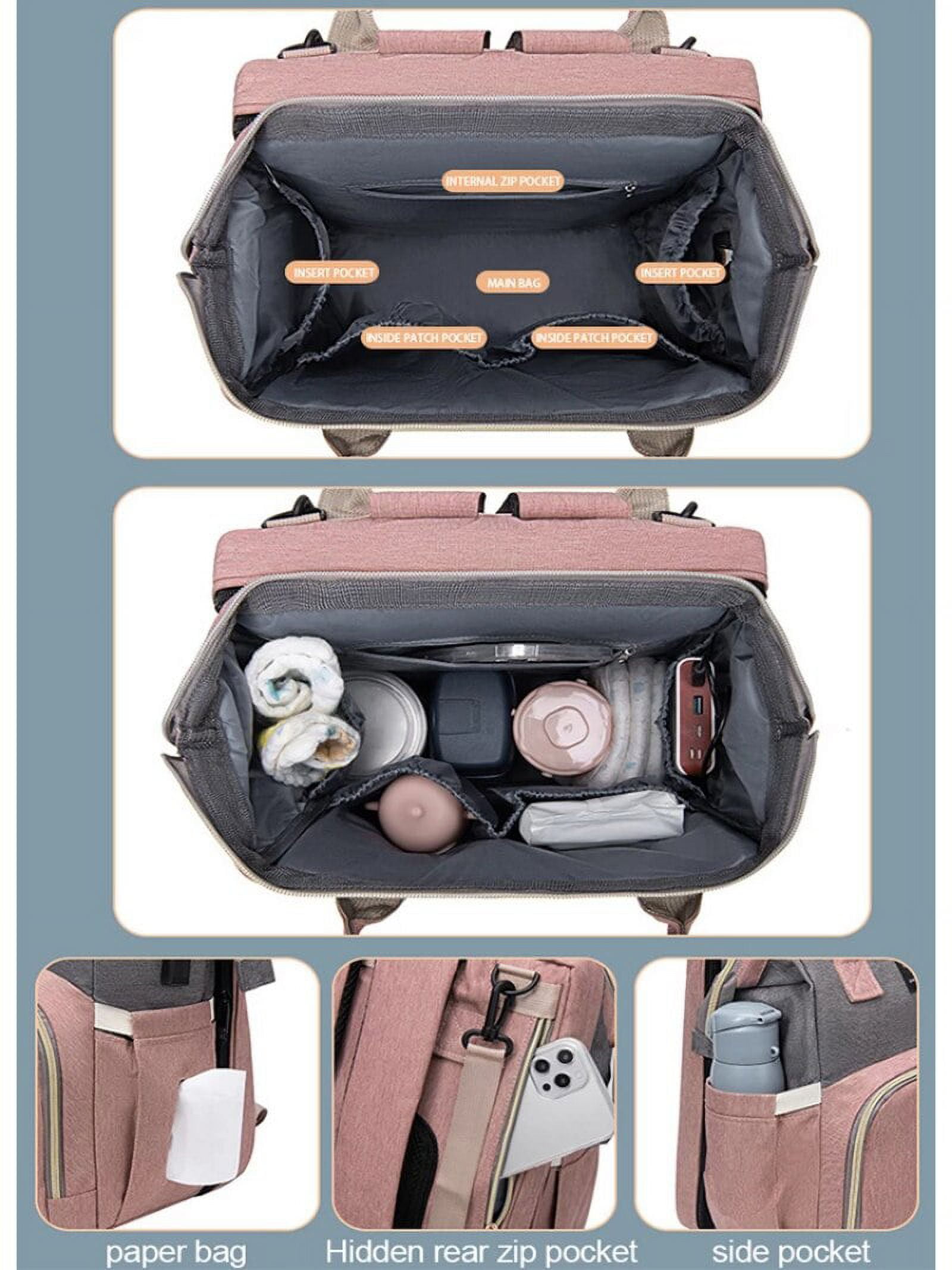 DanceeMangoo Large capacity Mommy Bag Lightweight Folding Sleeping Crib Bed Baby Maternity Toiletry Backpack Female Outting Carriage Bag