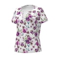 thumbnail image 2 of Naloa Violets Flowers Print T-Shirts Short Sleeve V Neck Tees for Women Fashion Tops Trendy Lightweight Soft Casual Summer Outfits Clothes, 2 of 5