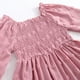thumbnail image 4 of Vestido de niña de manga larga con cuello redondo, color liso, cuello alto, manga larga, dobladillo con volantes, vestido grande para niña, vestido de poliéster para niña, 4 of 8