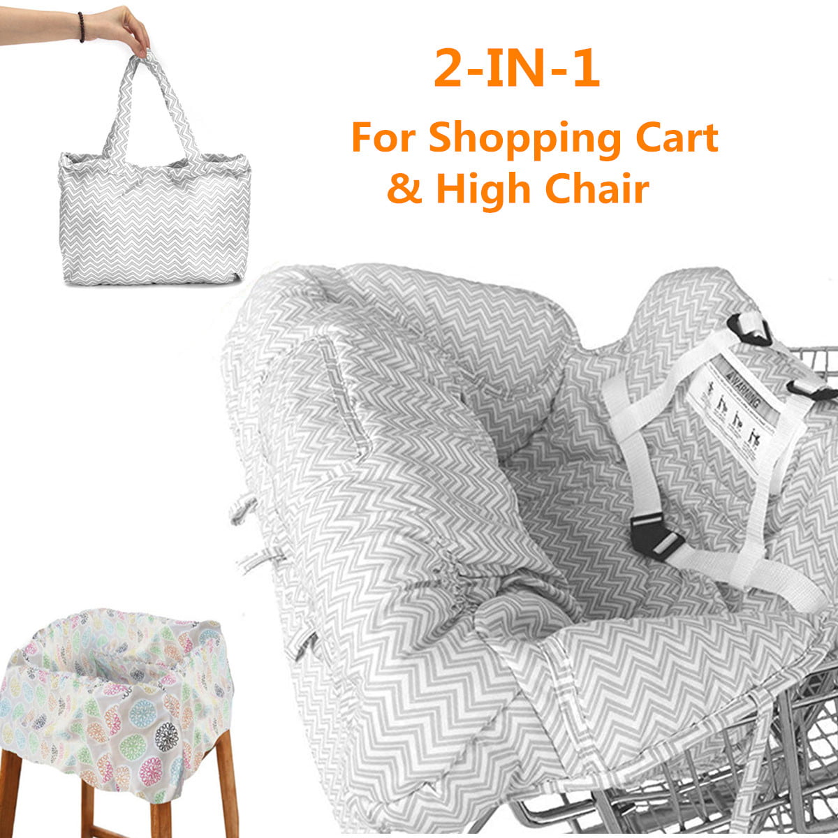 2 in 1 Foldable Baby Cart Seat Cover Protection Trolley Pad With Safety Belt 