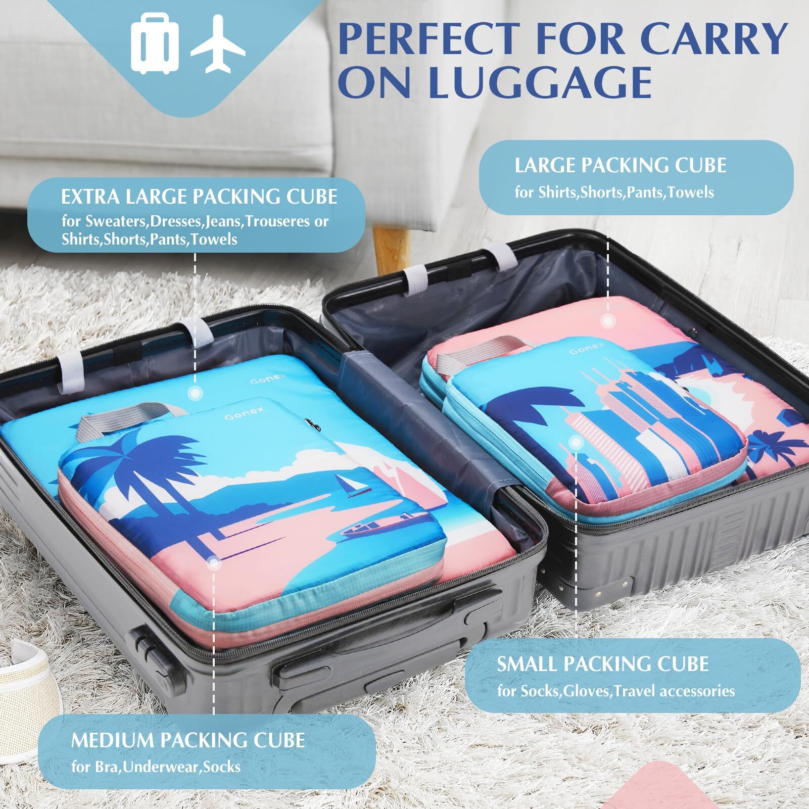 Gonex 4-Piece Compression Packing Cubes Set photo 3