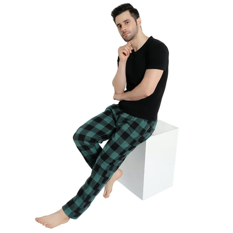 Men's Super Cozy PJ Buffalo Plaid Micro Fleece Pajama Pants-1235