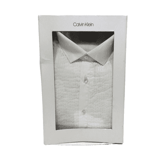 Calvin Klein Mens Dress Shirt Slim Fit Non Iron Herringbone French Cuff  16.5 Neck 34-35 Sleeve Blue - Walmart.com