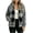 Gray, variant on QIYAGBSA Plaid Jackets for Women Hooded Full Zip Sherpa Fleece Color Block Long Sleeve with Patch Pockets Warm Winter Coats Fall Layer