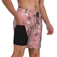 thumbnail image 3 of Picia Rose Flowers pattern Mens Swim Trunks with Compression Liner Stretch Beach Shorts Quick Dry with Zipper Pockets No-Chafing Board Shorts-3X-Large, 3 of 9