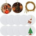 thumbnail image 2 of 1 Box 12Pcs 3in White Ceramic Ornaments Blank Christmas Ornament Blanks Flat Round Ceramic Disc DIY Paint Craft with 12Pcs String Porcelain Decorations for Home Wedding Holiday Party Supplies, 2 of 5