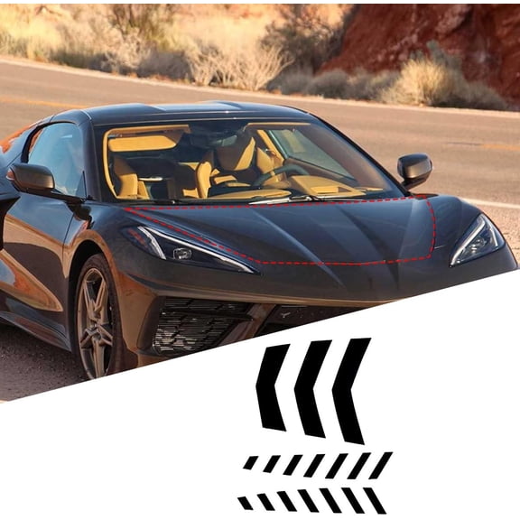 TINKI Mark Hood Decals Sticker Compatible with Chevrolet Corvette C8 2020 2021 2022, Stripe Label Front Hood Sticker Decal, Auto Hood Sticker Accessories, 3PCS