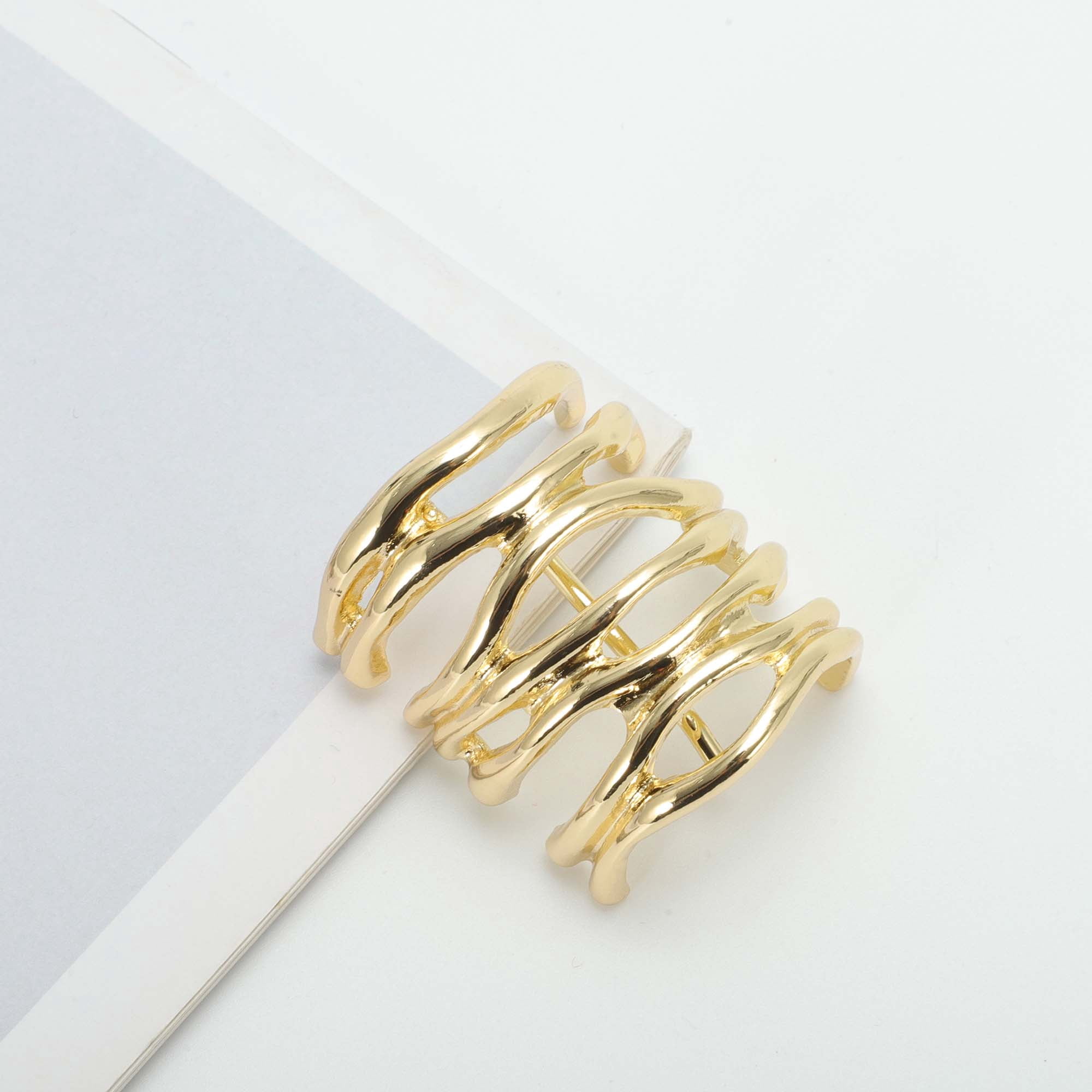 Unique Bargains Irregular Hollow U-shaped Ponytail Buckle Hair Clip for Women Gold Tone