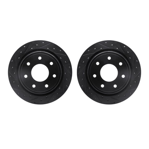 Dynamic Friction Company Rear Brake Rotors-Drilled and Slotted-Black 8002-54218