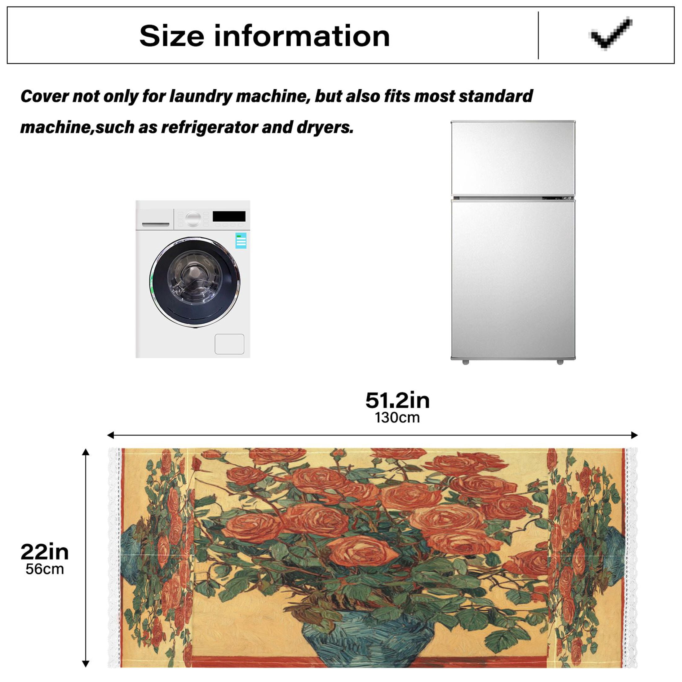 WOBOGO Oil Painting Patterns for Red Rose Pots Washing Machine Cloth Dryer Refrigerator Top Cover Protective Non-Slip Mat For Kitchen Laundry