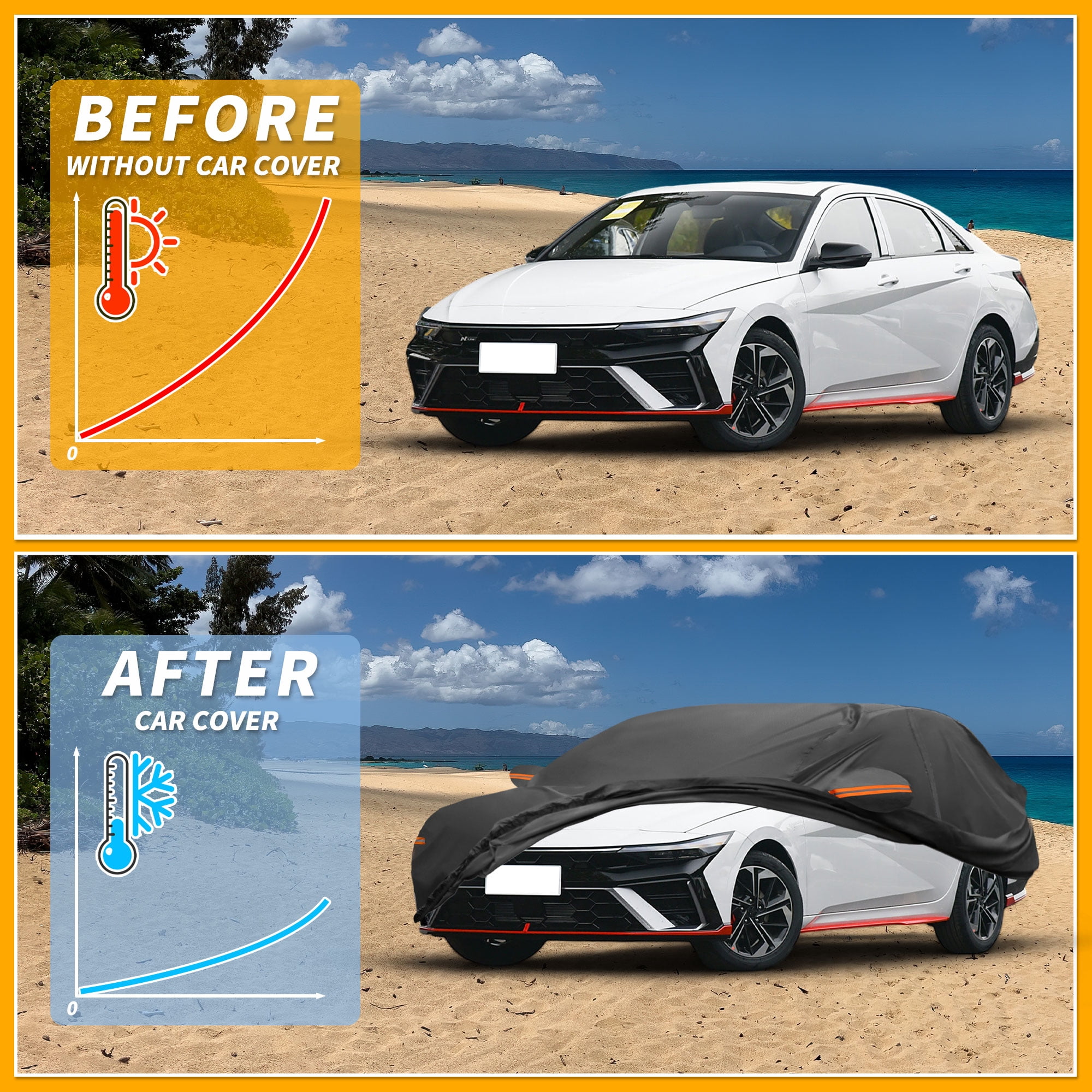 Unique Bargains Durable Waterproof Car Cover Black for Hyundai Elantra