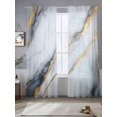 thumbnail image 5 of Abstract Sheer Curtains 84 inches Long 2 Panels Set Grey White Marble Texture Golden Lines Tiers Sheers Rod Pocket Small Window Short Curtains for Kitchen Cafe, Each 52" W x 84" L, 5 of 7