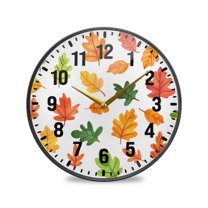 Yayeee Wall Clock Battery Operated 9.5" Silent Non-Ticking for Living Room, Green Leaves