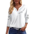 thumbnail image 4 of Garbnen Halloween Cute Ghost Shirt Funny Pumpkin Candy Print Women's 3/4 Sleeve Shirts V Neck Holiday Trendy Womens Fall Shirt White M, 4 of 4