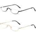 thumbnail image 2 of Viseng Half Frame Reading Glasses for Women Men Slim Half Moon Lens Readers Metal Semi Rimless Eyewear, 2 of 6