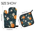 thumbnail image 2 of Yayeee Oven Mitts and Pot Holder Set of 2 Heat Resistant Kitchen Gloves Baking Hot Pad, Green Floral Oranges, 2 of 5