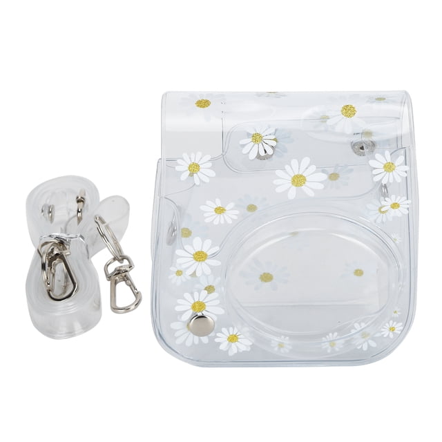 Bolso transparente para cámara con diseño de margaritas, Mini estuche de almacenamiento para herramientas de fotografía de un solo hombro