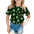 thumbnail image 2 of SJLDQY Toddler Child Girls T Shirt St. Patrick's Day Crewneck Short Sleeve Clover Print Soft Casual Loose Fashion Tops Tee, 2 of 5