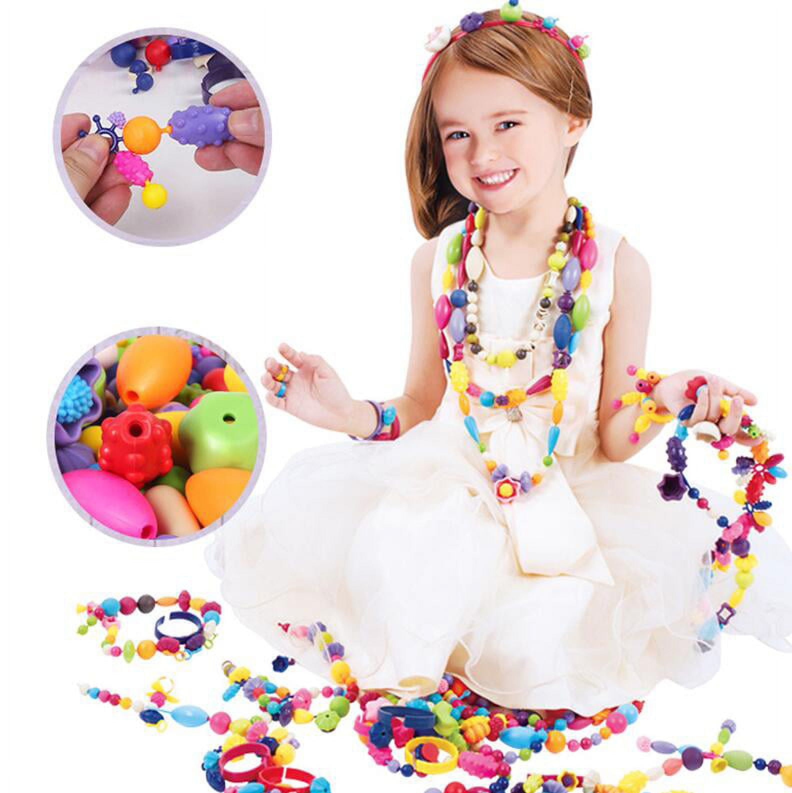 Seenda Snap Pop Beads for Girls Toys - 500 PCS Kids Jewelry Making Kit  Pop-Bead Art and Craft Kits DIY Bracelets Necklace Hairband and Rings Toy  for Girl 