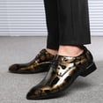 thumbnail image 6 of Men's Formal Oxfords Pointed Toe Floral Patent Leather Loafers Comfort Non-slip Wedding Driving Business Derby Shoes Yellow 13 US, 6 of 7