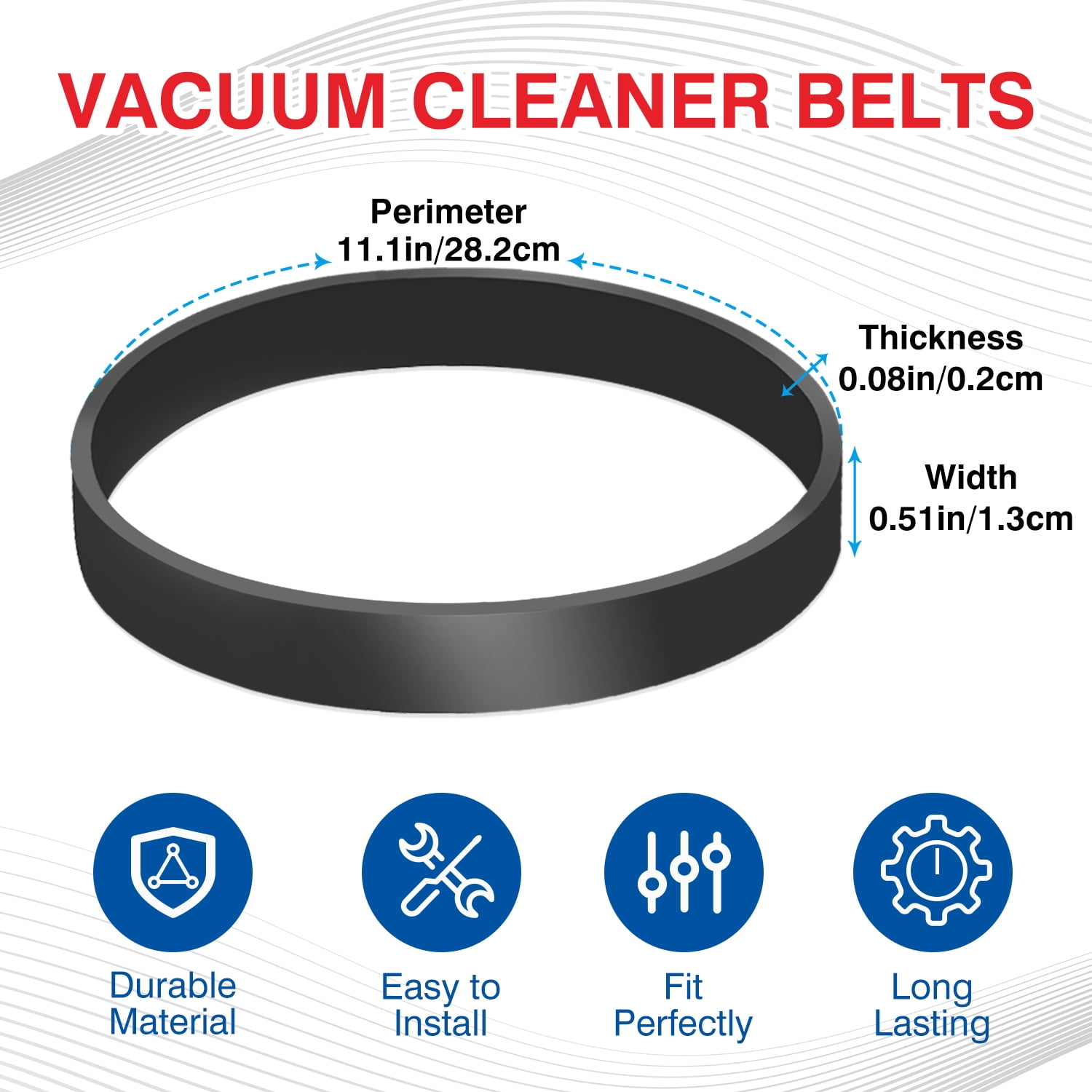 Vacuum Belts Replacement Compatible with Bissell Model 2910, 2987, 2806 PowerForce/TurboClean PowerBrush Pet Carpet Cleaner, Flat Pump Belt Replace Part 1606428 (4 Pack)