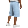 thumbnail image 5 of Delconic Men Gingham Plaid Quick Dry Casual Knee Length Shorts Elastic Drawstring Waist Side Pocket Loose Fit Short Pants For Summer Beach Daily Walking Outdoor Vacation Wear Sky Blue 4XL, 5 of 5