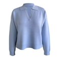 thumbnail image 1 of Suéter George para Mujer, con Cuello Tipo Polo, Boxy Azul Talla G, 1 of 4
