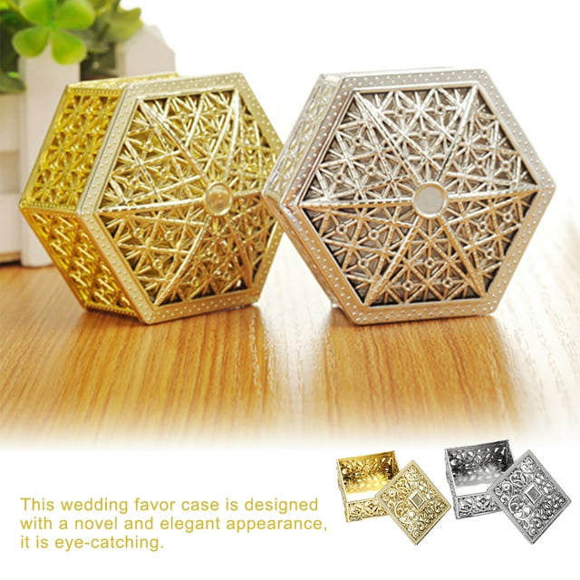 Plastic Hexagonal Square Gift Box Wedding Favor Case Exquisite Appearance Large Capacity Smooth Lovely Candy Boxes for Chocolate Silver Square