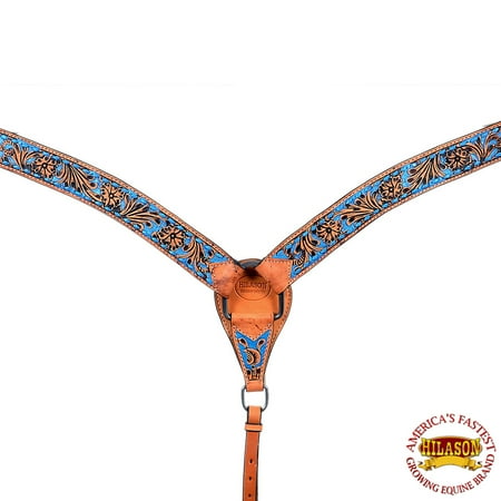 Tex Tan Leather Breast Collar - Hilason Western Horse Breast Collar American Leather Tan Floral Turquoise