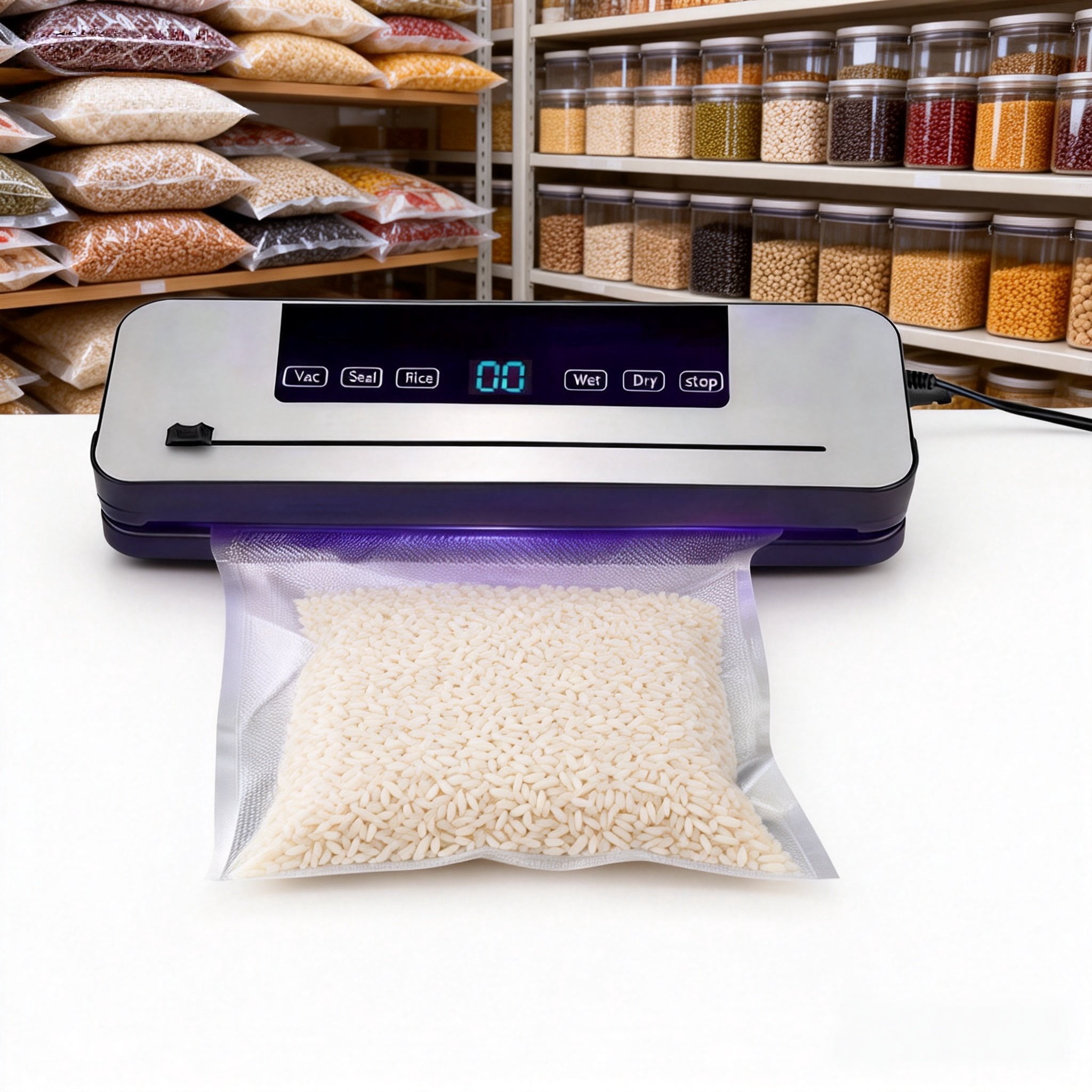 Automatic Vacuum Sealer Machine for Food Storage with 100 Vacuum Sealer Bags, Compact Dry & Moist Food Vacuum Packaging System for Home Kitchen